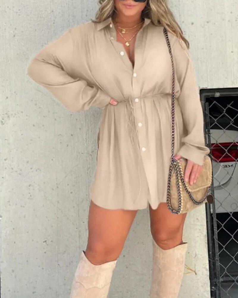 Per donna Camicia Blusa Semplice Moderno Casual Manica Lunga Colletto a Camicia Top Regolari Quotidiano Uscire Arricciato Bottoni Verde primavera Nero Verde chiaro Vino Marrone Autunno del 2025 a $23.99 –P2