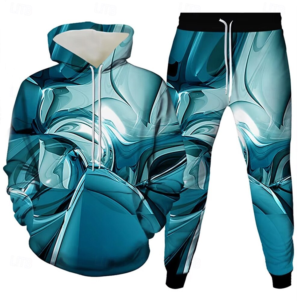 Hombre Geométrico 2 piezas Conjuntos de sudaderas 3D Chándal Sudadera con capucha Manga Larga Pantalones largos Con Capucha Deportivo Casual / Diario Moderno Ropa Deportiva Impresión 3D Primavera 2025 - $39.99 –P2