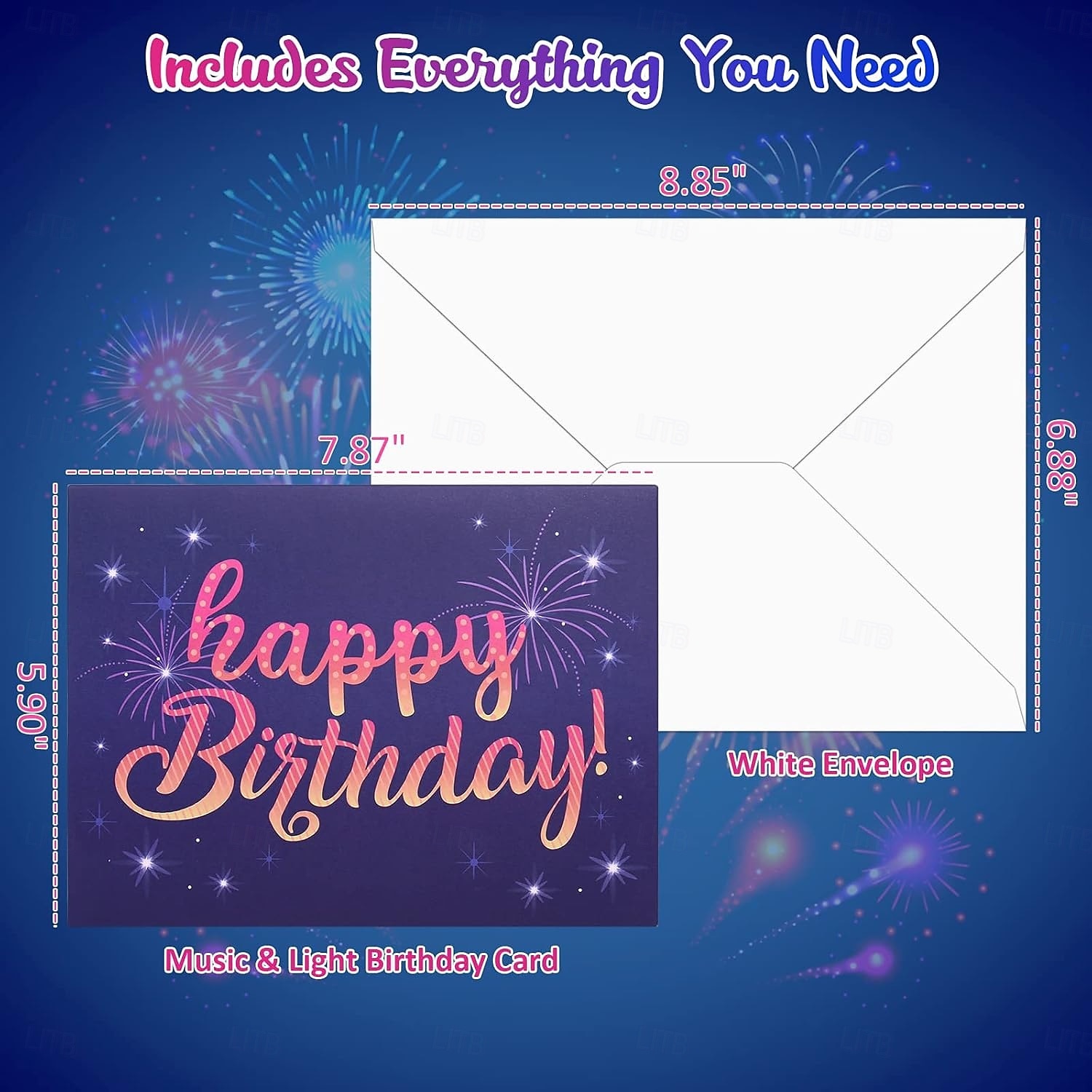 Tarjetas de cumpleaños, tarjetas de felicitación con fuegos artificiales emergentes en 3D, musicales &Tarjeta de regalo de cumpleaños con luces LED, regalo de feliz cumpleaños 2025 - $16.49 –P6