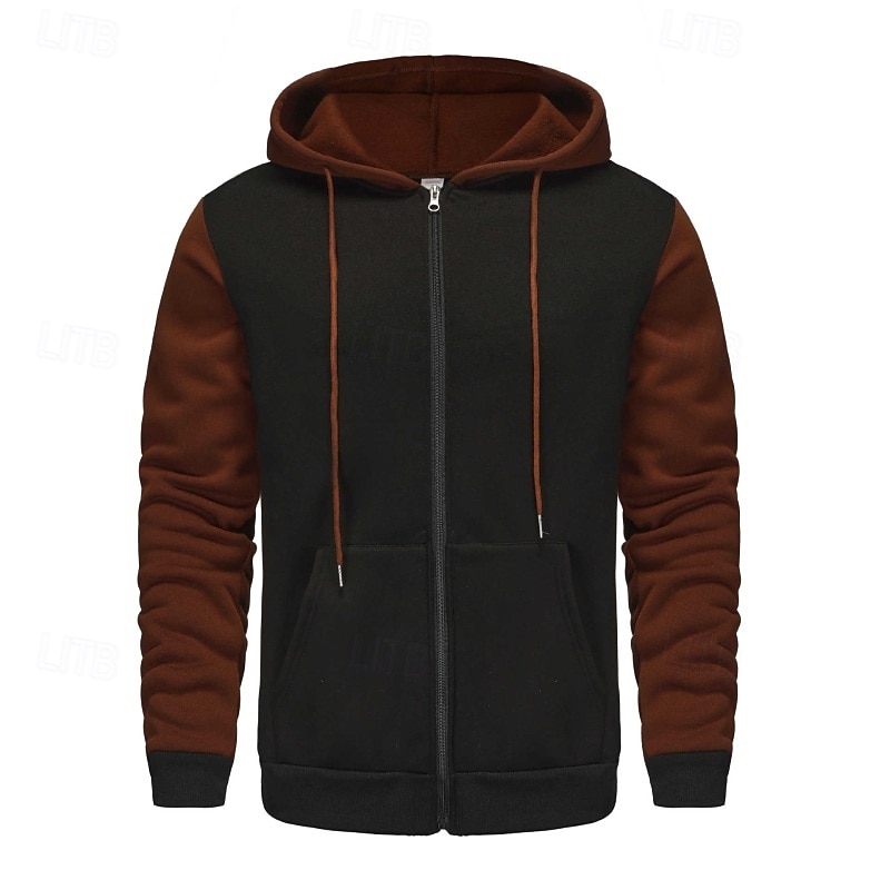 Per uomo Felpa con cappuccio Felpa con cappuccio a zip intera Felpa con cappuccio in pile Rosso Verde scuro Grigio chiaro Grigio scuro Caffè Con Cappuccio Semplice Patchwork Blocco di colore Sport del 2025 a $25.99 –P5