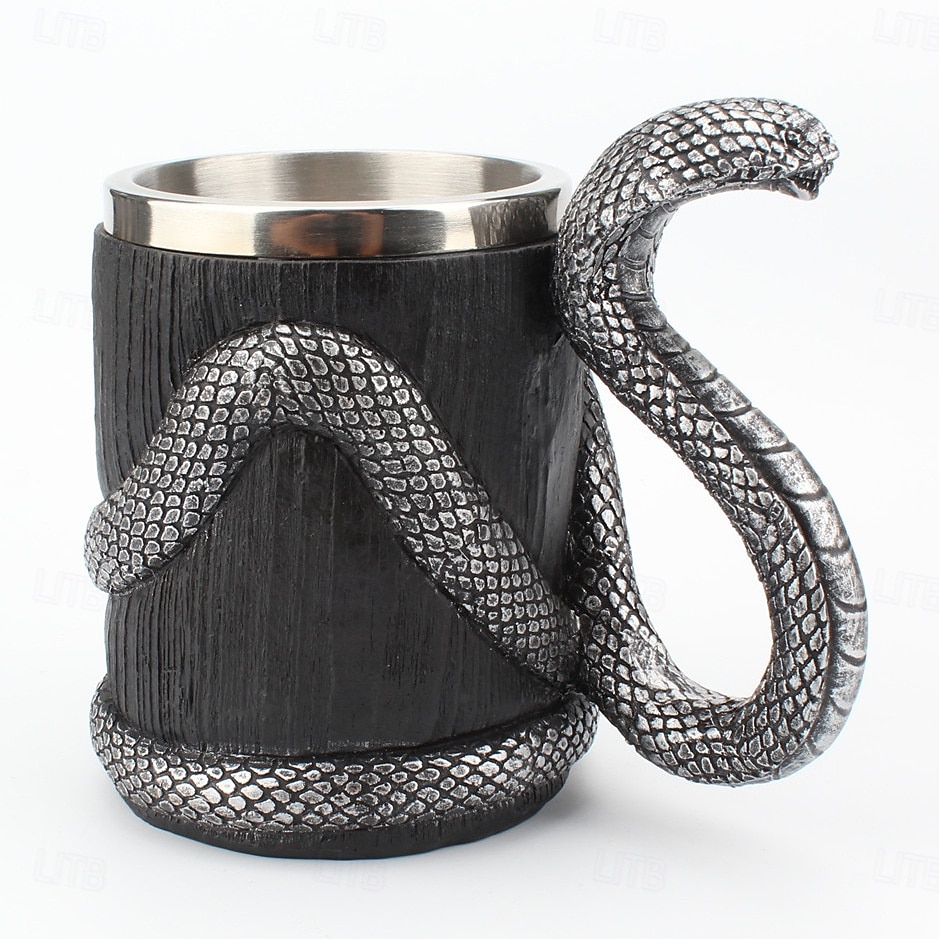 Tasse d'Halloween en acier inoxydable 304 avec revêtement en résine et cobra, design unique, tasse de voyage personnalisée et audacieuse pour un usage domestique, accessoire de boisson cool et créatif de 2025 ? $26.99 –P3