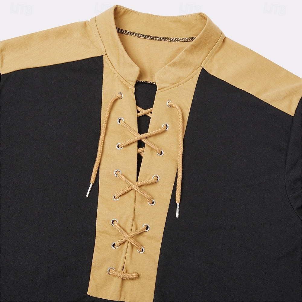 Herr T-shirt T-shirts Kortärmad Krage Sommar Färgblock Vintage Mode Spetsknuten Mönster Ledigt Dagligen Sport Mörkbrun Drak Grey Blå Topp t-shirt för män 2026 - $21.99 –P8