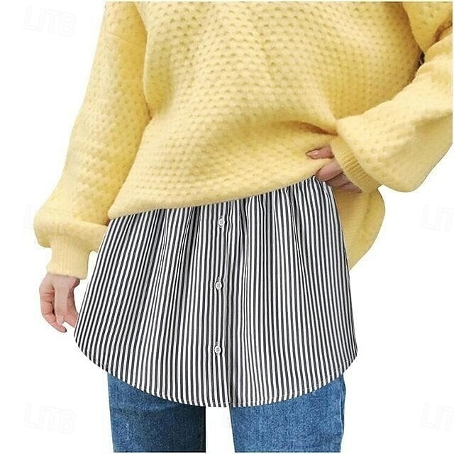 extensor de camisa versátil em camadas saia com bainha falsa para mulheres xadrez meia saia cobertura inferior para moletons blusas com capuz look casual chique de 2025 por $14.49 –P12