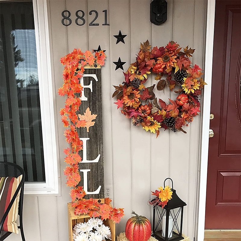 12 guirlandes de feuilles d'érable artificielles d'automne, vignes suspendues d'automne pour Thanksgiving, décorations de fête de mariage à domicile, décor de faux feuillage de 2025 ? $12.49 –P5