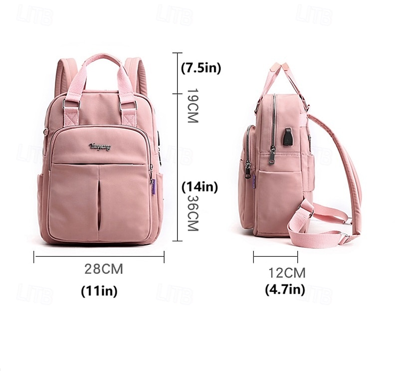 Femmes Sac à Dos Cartable Sac à Dos Fonctionnel Sac à dos scolaire École Quotidien Voyage Nylon Réglable Léger Fermeture éclair Gris foncé Noir Rose Claire de 2025 ? $34.99 –P3