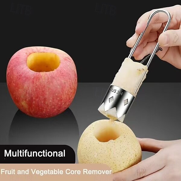 Lot de 3 vide-pomme multifonctions en acier inoxydable pour pommes, poivrons, melon amer, ustensile de cuisine indispensable avec trou de suspension de 2025 ? $13.99 –P6