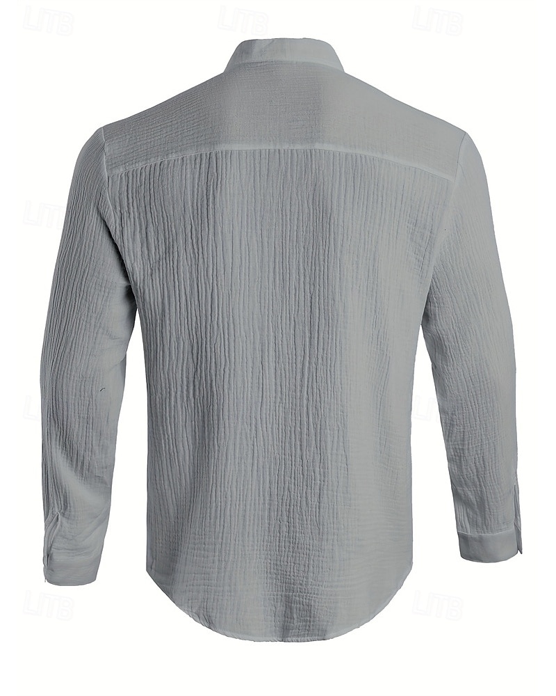 Herren Hemd Sommerhemd Freizeithemd Strandhemd Knopfhemd Schwarz Weiß Hellgrau Leicht Blau Langarm Einfach Stehkragen Urlaub Hawaiianisch Bekleidung Polyester Mode Lässig Bequem 2025 - $24.99 –P6