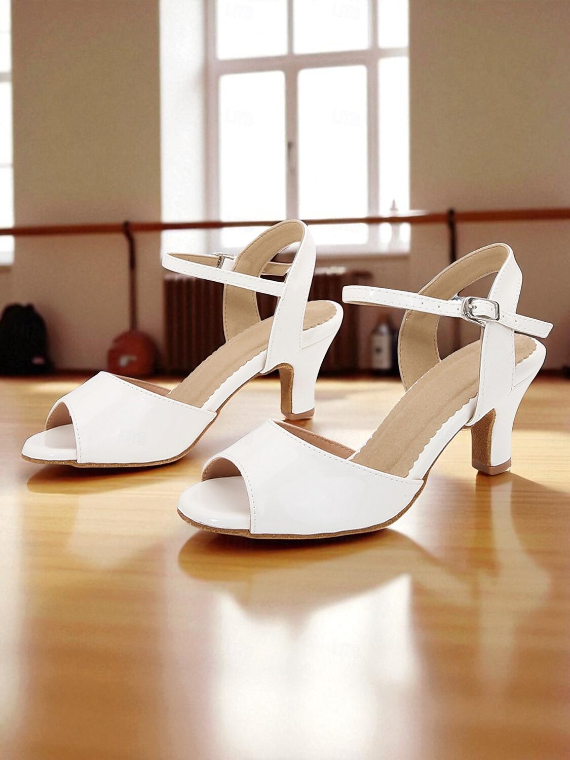 damskie różowe buty do tańca latynoskiego z odkrytymi palcami - regulowane paski, lakierowane, profesjonalne buty do tańca towarzyskiego dla tancerek i salsy 2025 - $54.99 –P7