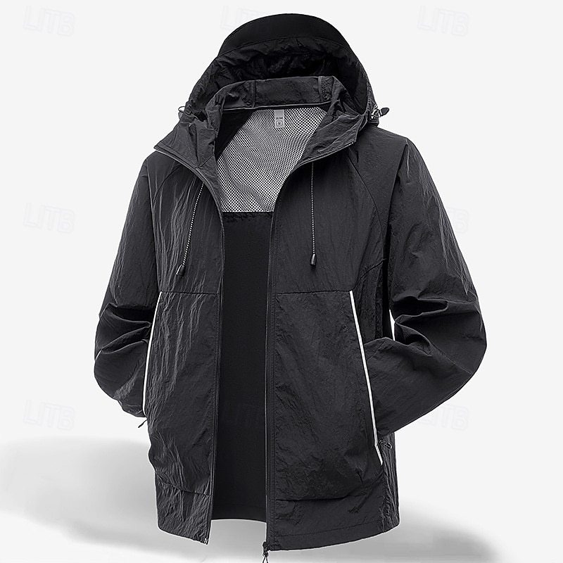 Herren Leichte Jacke Outdoorjacke Hautjacke Freizeitjacke Urlaub Täglich UPF50+ Windjacke Tasche Sommer Frühling Einfach Mode Klassisch Mit Kapuze Regulär Schwarz Elfenbein Hellgrün Orange Grün Jacken 2026 - $34.99 –P11