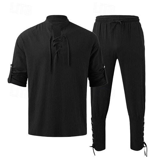 Retrò Vintage Medievale Rinascimento Pantaloni Abiti Camicia Pirata Ranger Costume Per uomo Vichingo Halloween Carnevale Mascherata Performance Mascherata LARP Adulti Camicia Pantaloni del 2026 a $44.99 –P11