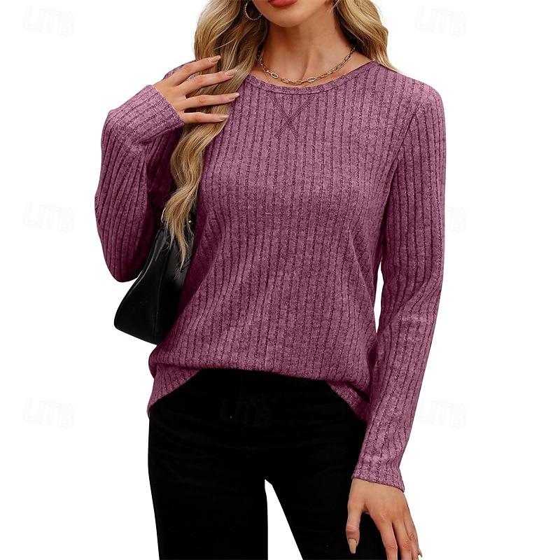 Pentru femei Tricou Simplu Modă Modern Manșon Lung Stil Nautic Topuri obișnuite Zilnic Negru Mov Bej Vară 2025 - $19.49 –P9