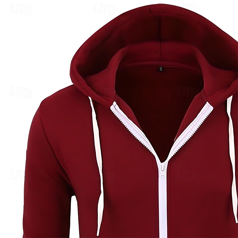 Per uomo Felpa con cappuccio Felpa con cappuccio a zip intera Rosso bordeaux Nero Blu marino Grigio chiaro Grigio scuro Con Cappuccio Semplice Con zip Sport & Outdoor Casuale Quotidiano Streetwear del 2025 a $17.99 –P6
