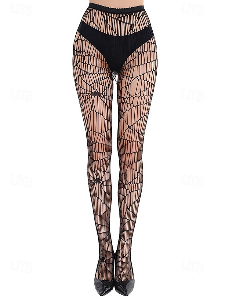 Transparente Strumpfhose mit Spinnennetzmuster für Halloween für Damen – dehnbare Netzstrumpfhose für Kostümpartys, Cosplay und Nachtclub-Outfits 2025 - $9.99 –P7