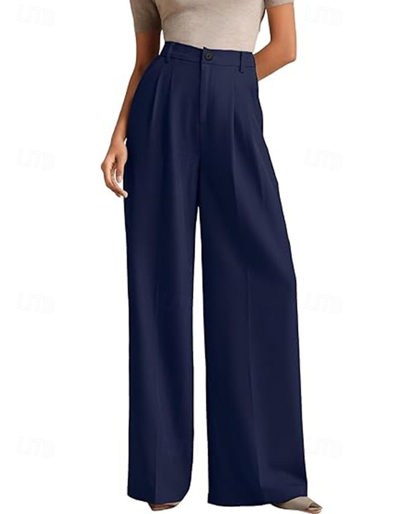 Dam Brett skaft Byxor Streetwear Ledigt Fullängd Naturlig Slät Elastisk midja Bekväm Gata Helgdag Dagliga kläder Aprikos Grå Svart Vit Höst Normal 2026 - $32.99 –P18