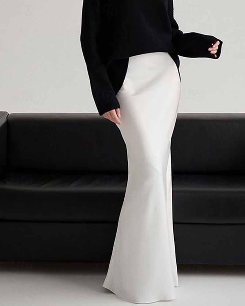 Femmes Jupe Moulant Mode Maxi Taille Basse Jupes Uni Micro-Élastique Soirée Rue Noir Blanche Kaki Gris Claire Automne Polyester de 2025 ? $22.99 –P8