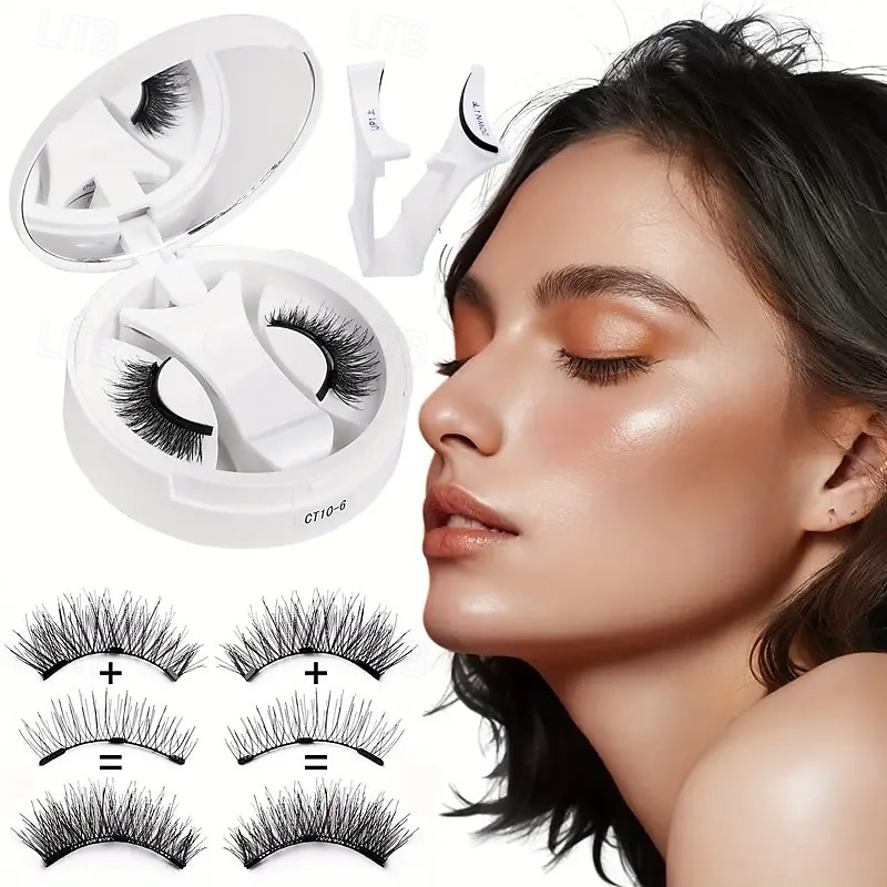 Cils magnétiques souples, boîte tout-en-un, kit de cils magnétiques réutilisables avec applicateur, aspect naturel, cils de chat légers, poils duveteux, faux cils doux pour un usage quotidien, outils de 2025 ? $10.99 –P2