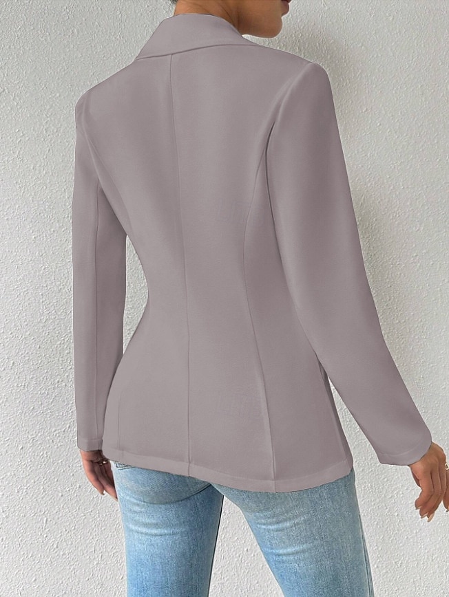 Dame Blazer Bekvem Pustende Knapper Mote Moderne عادي Arbeid Daglig Normal Aftæpning Normal Langermet Yttertøy Svart Hvit Rød Vår Høst 2025 - $25.99 –P5