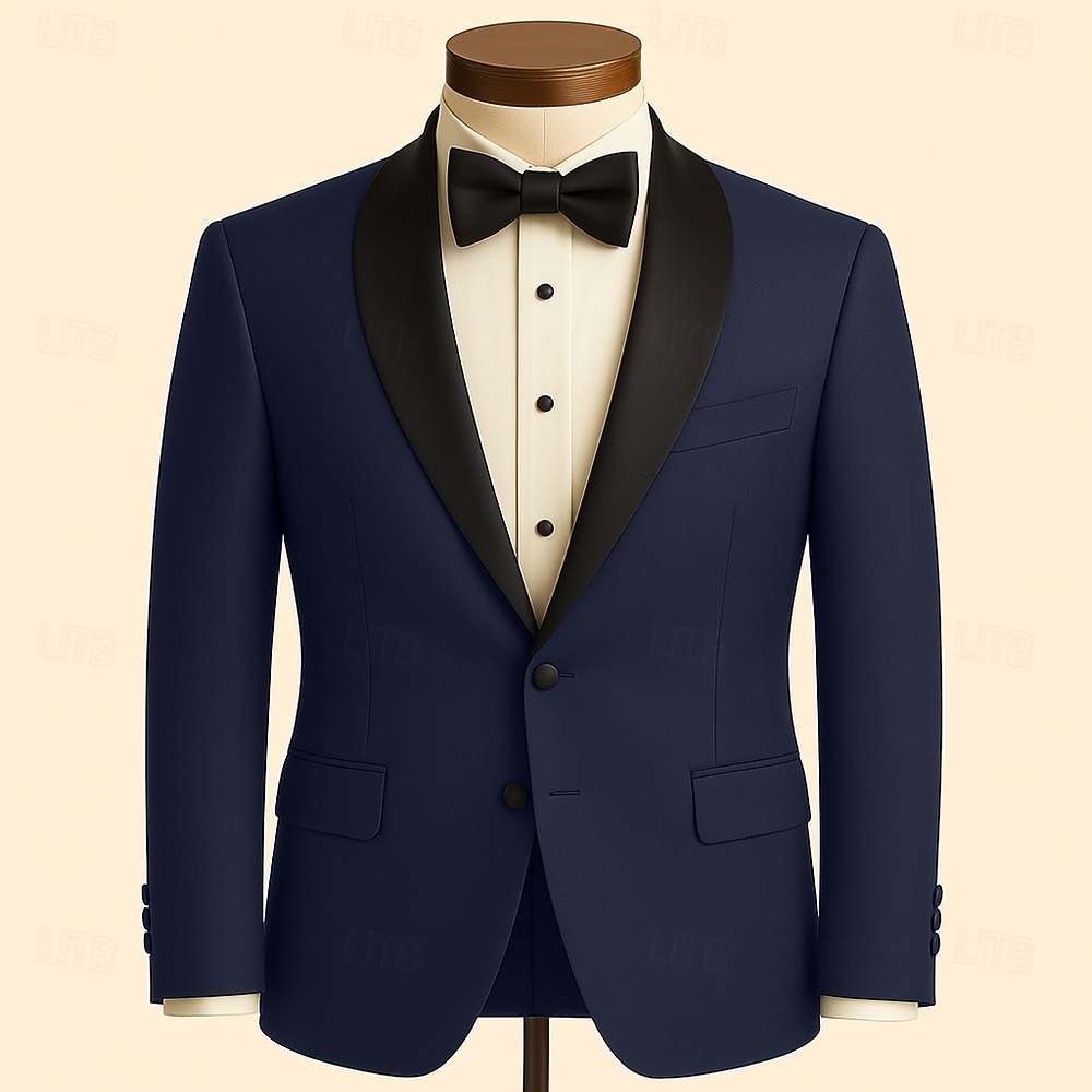 Pánské Sako Šálový límec Módní Retro Klasické Jednobarevné Blazer Námořnická modř Slim Jednořadé s jedním knoflíkem 2025 - $91.99 –P1