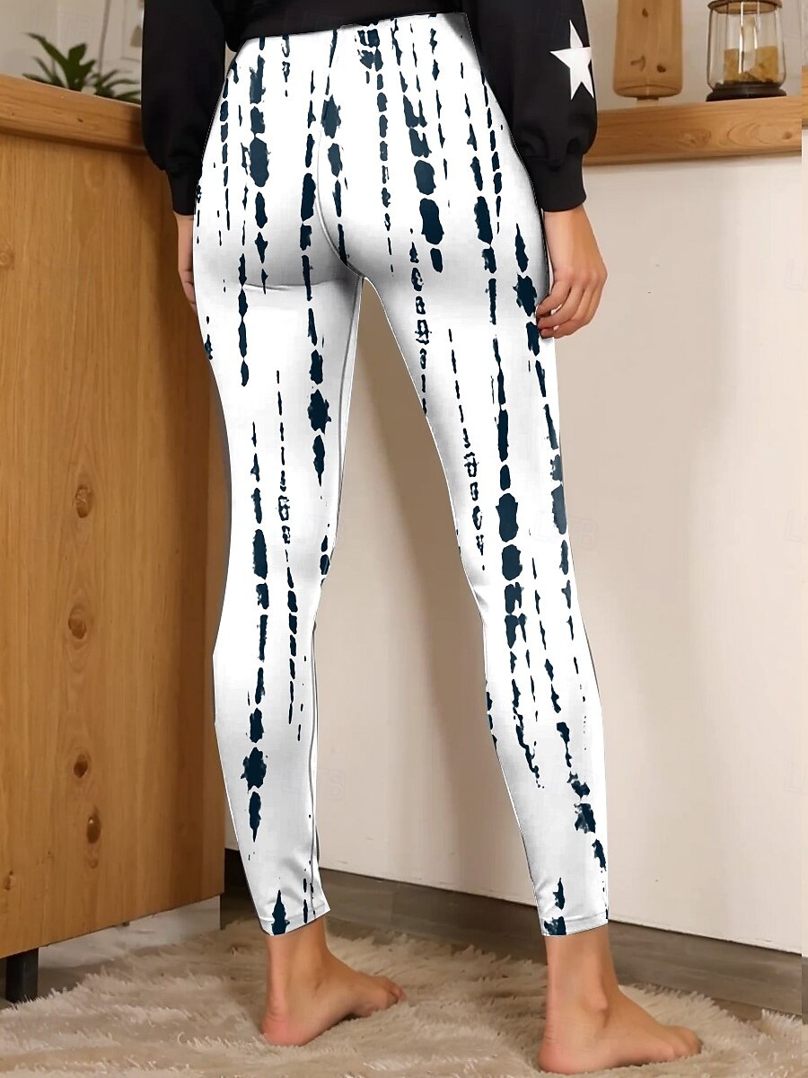 Per donna Leggings Vacanza Vintage Moda Lungo Vita Alta Grafico A righe Stampa Morbido Traspirante Elasticizzato Vacanza Casuale Quotidiano Blu Bianco-nero Azzurro chiaro Grigio Estate Primavera del 2025 a $19.99 –P3