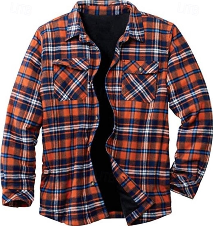 Per uomo Plaid Camicia di flanella Sopracamicia Manica Lunga Camicia Collo ripiegato Streetwear Quotidiano Stampa Giallo Chiaro Rosso+Grigio+Nero Nero + grigio scuro + blu navy Blu Arancione Bottonato del 2025 a $9.99 –P7