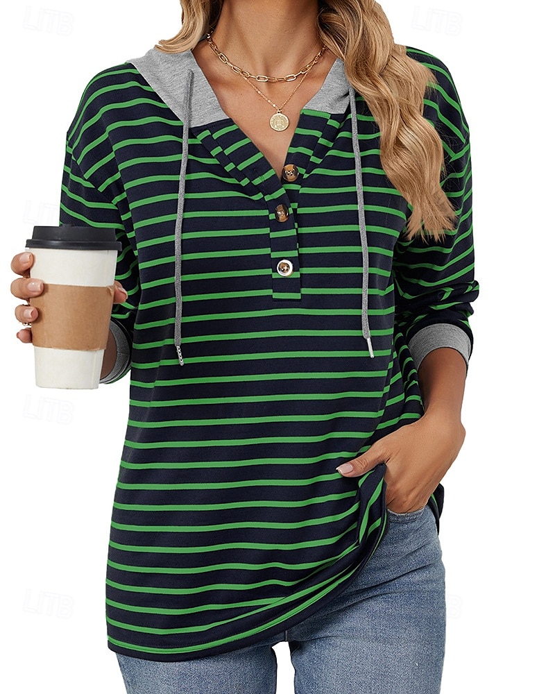 Per donna Felpa pullover Top casual Coulisse Manica Lunga Top Athleisure Scollo a V Protezione Solare Antivento Palestra All'aperto Corsa abbigliamento sportivo Abbigliamento sportivo A righe Grigio del 2025 a $22.99 –P4