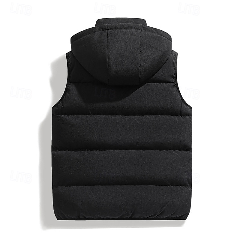 Herren Wanderweste Pufferweste Ärmellos Weste Außen Thermowarm Winter Reißverschluss Tasche Polyester Schwarz Grün Khaki Jagd Angeln Klettern 2025 - $44.99 –P6