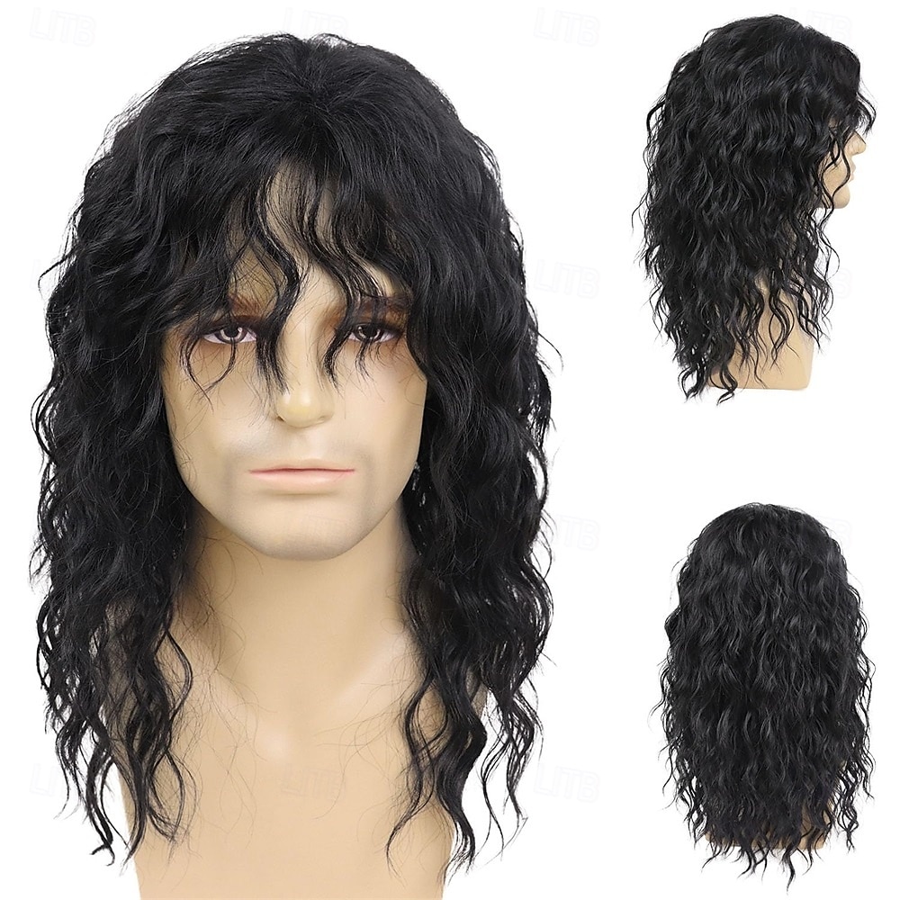 20 inch 80s rockpruiken voor mannen en vrouwen pruik lange blonde pruik met pony 1980s kostuum halloween blonde krullende golvende pruiken mullet rocker disco punk stijl 2026 - $23.99 –P9