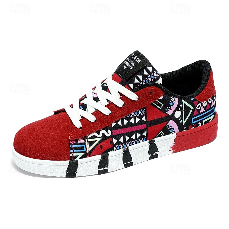 Men's Sneakers Walking Casual PU Leather Canvas Comfortable Slip Resistant Breathable Lace-up Black White Red Summer Spring 2025 - $32.99 –P1