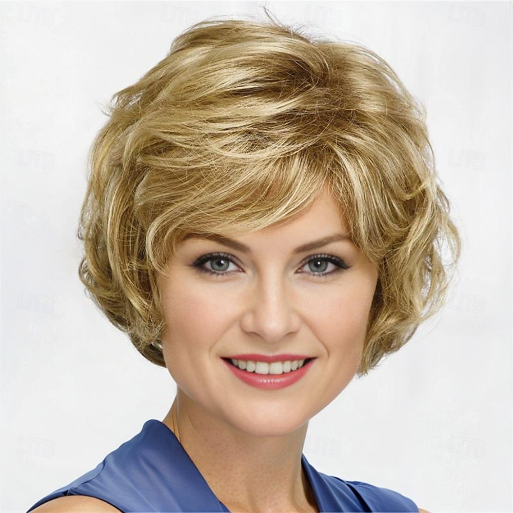 Synthetic Wig Curly With Bangs Machine Made Wig Short A1 A2 A3 A4 Synthetic Hair Women's Soft Fashion Easy to Carry Blonde Brown Silver 2025 - $19.99 –P1