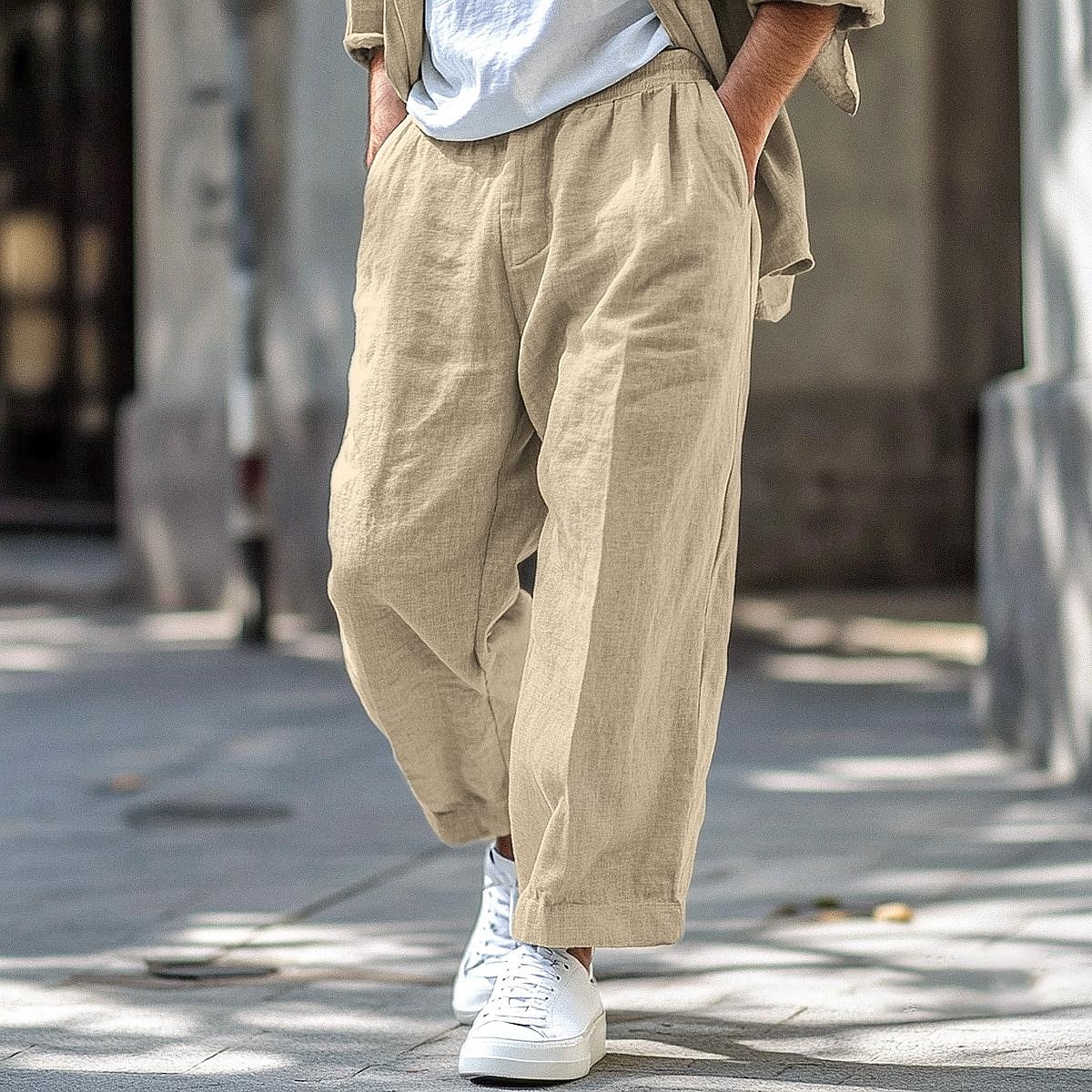Per uomo Pantaloni di Lino Pantaloni Pantaloni Estivi Elastico in vita Gamba Dritta Semplice Comodità Traspirante Lunghezza intera Casuale Quotidiano Ferie Vacanza Moda Marrone Verde Inelastico del 2025 a $23.99 –P1