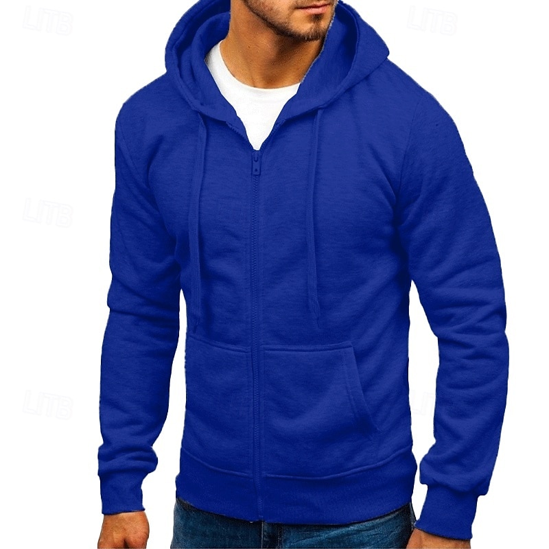 Per uomo Felpa con cappuccio Felpa con cappuccio a zip intera Felpa con cappuccio in pile Nero Bianco Verde militare Rosso Borgogna Con Cappuccio Semplice Con zip Tasca Sport & Outdoor Casuale del 2025 a $23.99 –P6