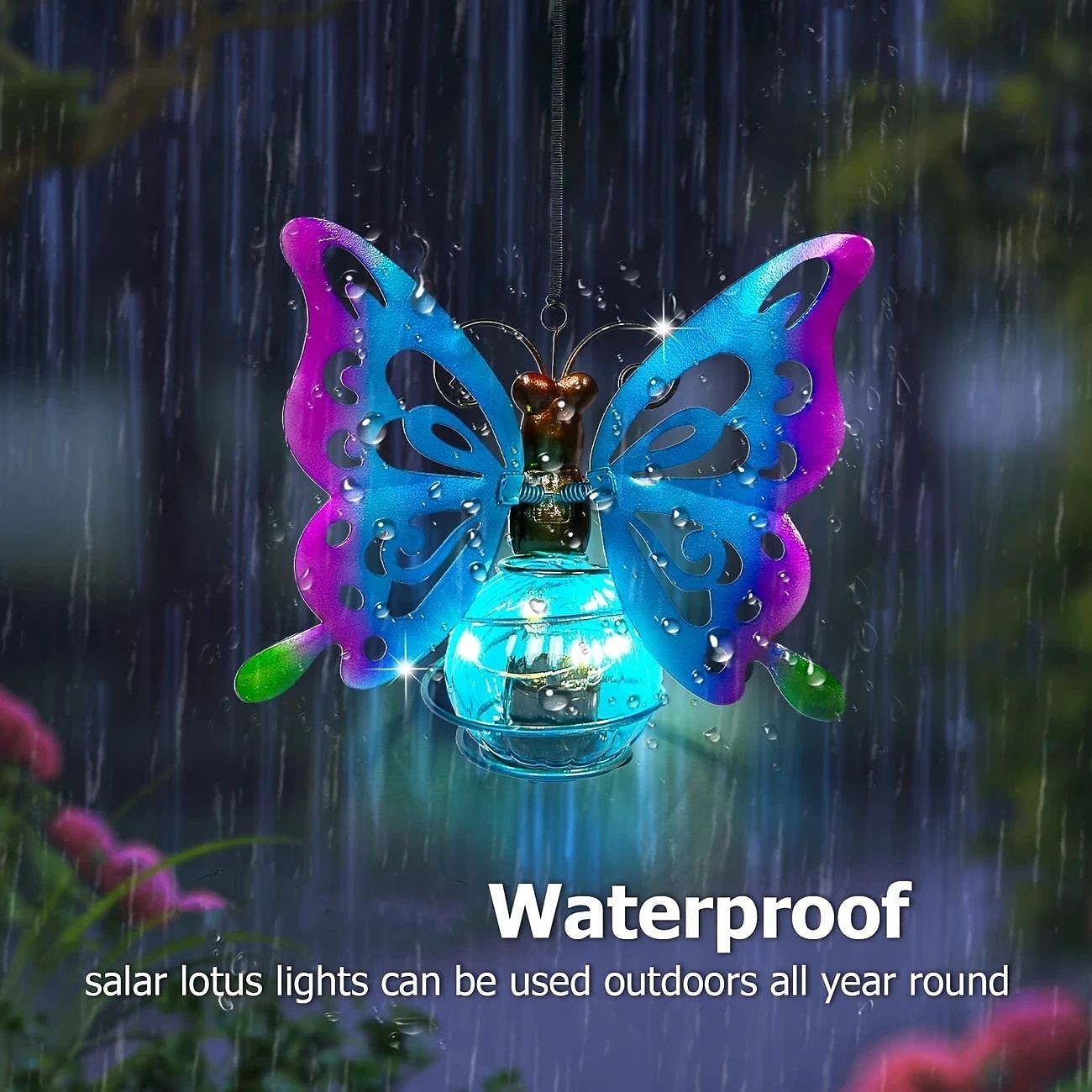 Solar Butterfly Garden Light Home Balcony Outdoor Hanging Light Iron Strap Spring Insect Butterfly Lantern Christmas Best Gift for Courtyard Lawn Porch Decoration for Halloween 2026 - $21.99 –P5