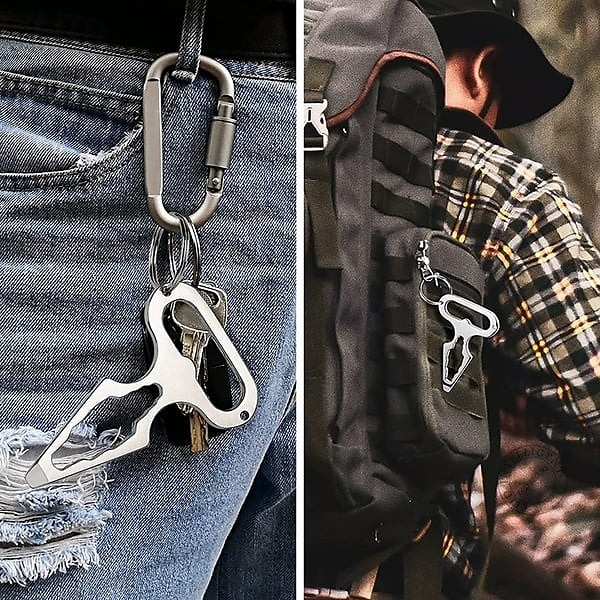 Outdoor Multifunctional Keychain EDC Self Defense Tool Mini Portable Spike Wrench Bottle Opener Compact Survival Gear for Camping Hiking Travel Use 2025 - $6.99 –P2