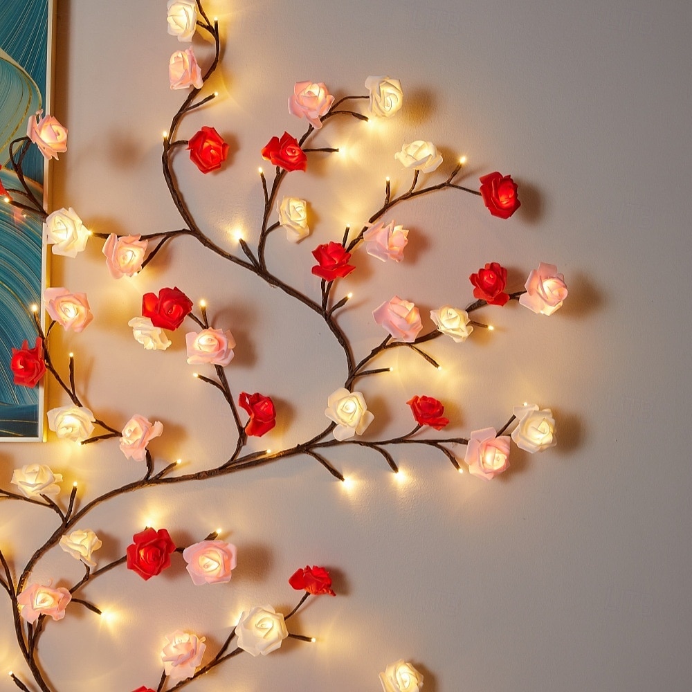 LED-grenlampa rosrotningslampa 2,3m 144 lysdioder fjärrkontroll USB-driven böjbar atmosfärsljus ros alla hjärtans dag bröllop sovrum vardagsrum vägg julfest heminredning 2025 - $121.99 –P2