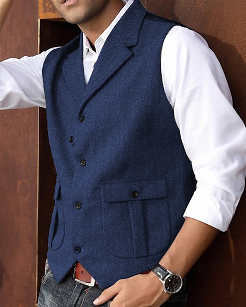 Hombre Chaleco Vacaciones Fiesta Negocio Moda Casual Verano Primavera Bolsillo Botones Poliéster Cómodo Plano Recto 1 botón Diseño Ajuste regular Azul Marino Verde Oscuro Café Gris Chaleco 2025 - $27.99 –P11