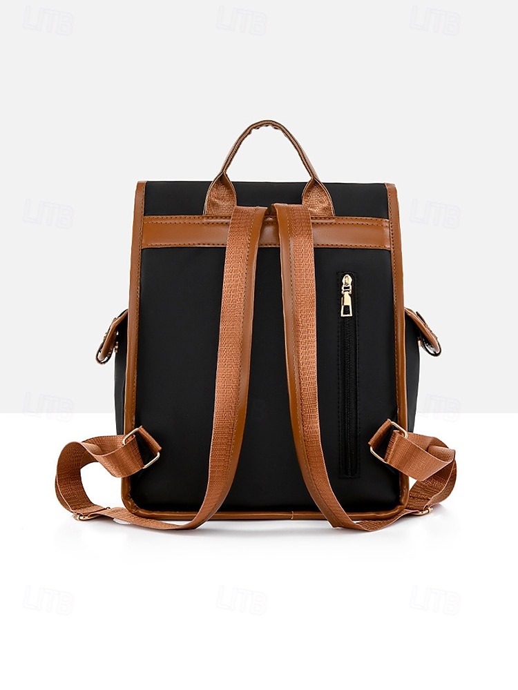 Women's Vintage Faux Leather Trim Backpack - Waterproof Canvas Preppy School Bag with Drawstring Closure for Teenage Girls, Students and Daily Use 2025 - $32.99 –P6