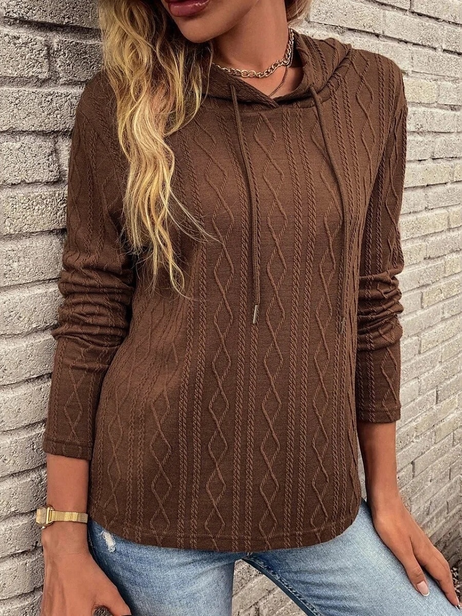 Per donna Felpa con cappuccio Semplice Casual Manica Lunga Con Cappuccio Top Regolari Streetwear Abbigliamento Quotidiano Nero Vino Marrone Grigio Autunno Inverno del 2025 a $24.99 –P17