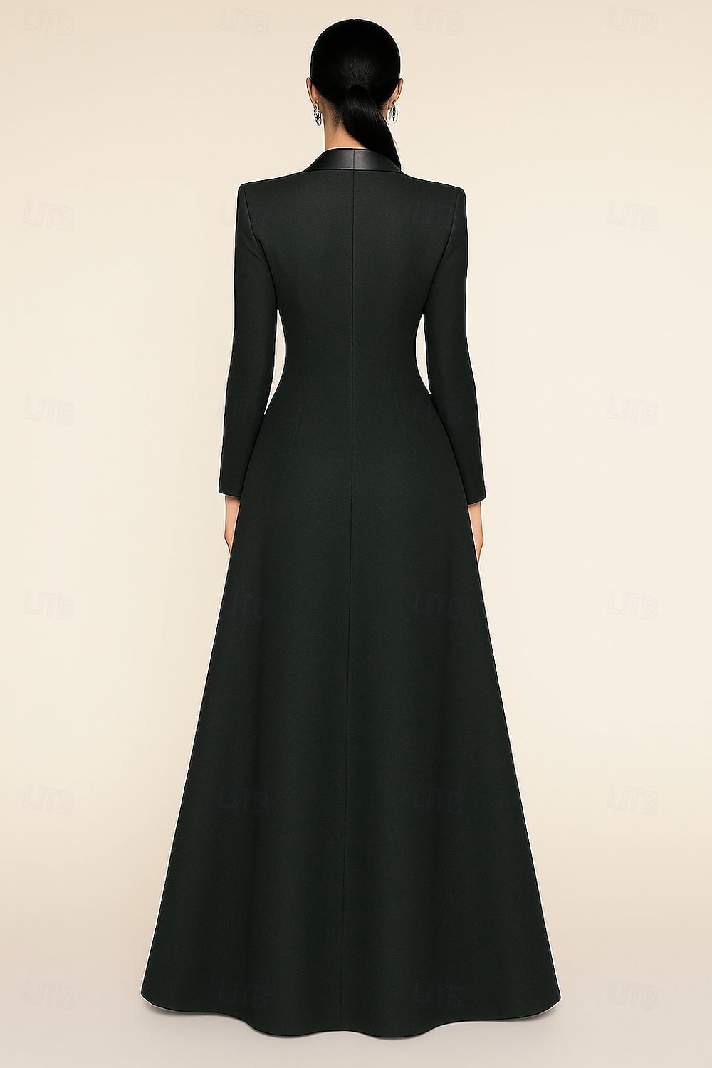 Women's Tuxedo Dress A-Line High-low Dress Satin Elegant Simple Long Sleeve  Floor Length Peak Lapel Double Breasted 2026 - $183.99