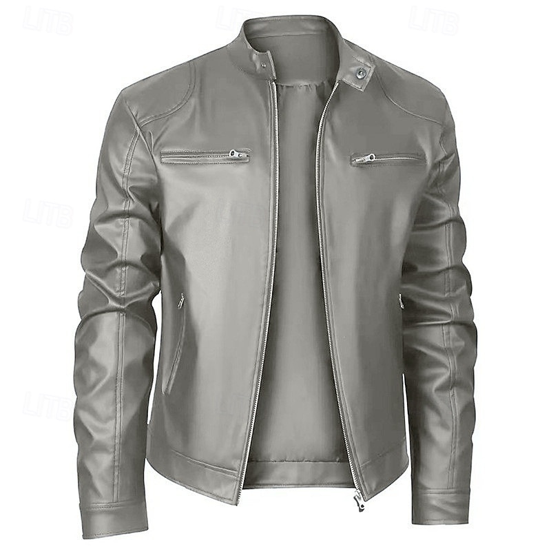 Homme Veste en Similicuir Veste moto Blouson de Moto Vacances Quotidien Coupe-vent Chaud Fermeture éclair Automne Hiver Uni Mode Classique Col montant Régulier Noir Rouge Bleu Roi Bleu Vert foncé de 2025 ? $44.99 –P15
