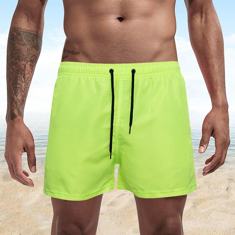 Homens Calção Justo de Natação Shorts de Natação Bermuda de Surf Tecido Secagem Rápida Respirável Cintura elástica Com Cordão Férias Praia Havaiana Casual Azul Lago Preto de 2025 por $13.99 –P16