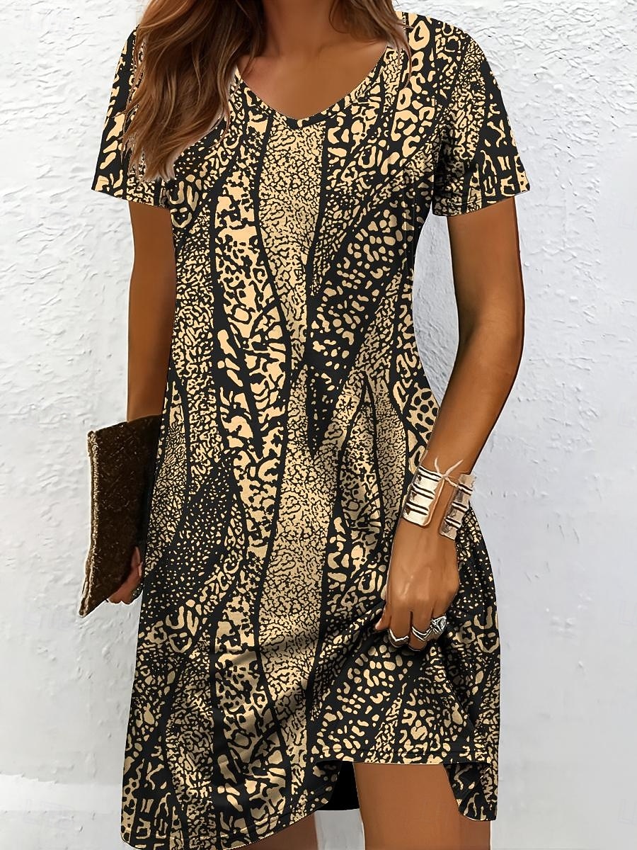 Per donna Mini Abito Vestito Estivo Abito a Maglia Vestito Casual Vestito T-Shirt Vacanza Casual Vestibilità regolare Grafico Geometrico Astratto Manica Corta Scollo a V Blu Bianco e nero Giallo Rosa del 2026 a $24.99 –P7
