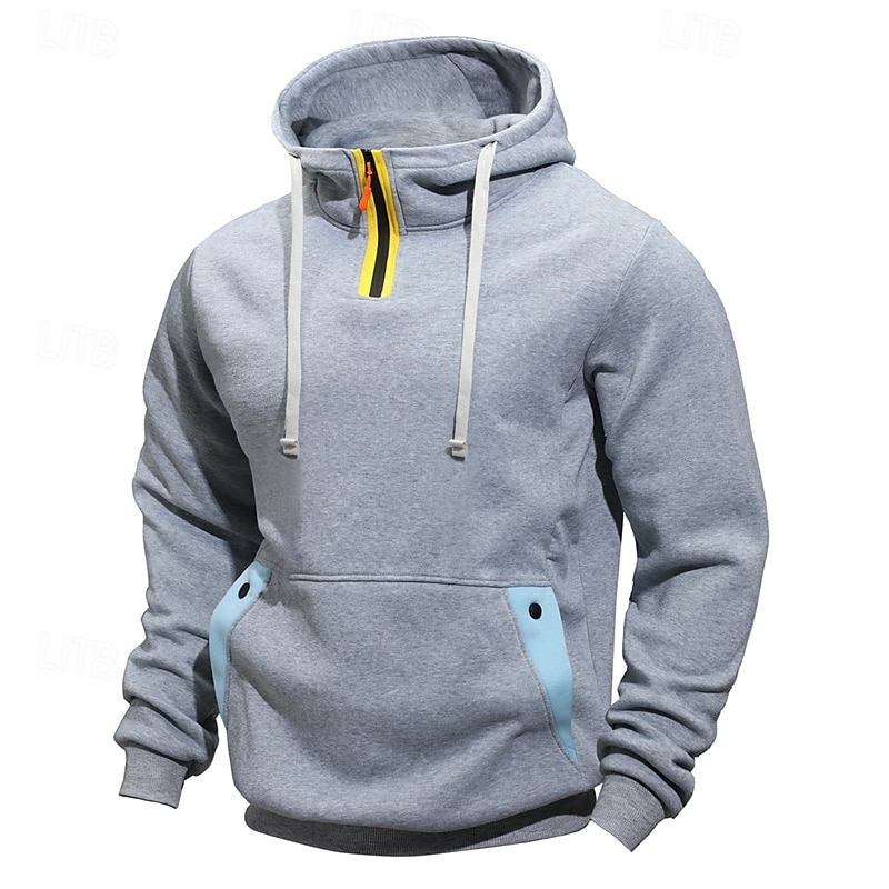 Herren Kapuzensweatshirt Viertelreißverschluss Kapuzensweatshirt Schwarz Marineblau Khaki Hellgrau Dunkelgray Mit Kapuze Farbblock Patchwork Tasche Sport & Outdoor Täglich Ferien Polyester Streetwear 2025 - $21.99 –P7