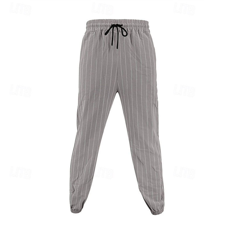 Hombre Pantalones de lino y algodón Pantalones deportivos Pantalones de Deporte Persona que practica jogging Pantalones Bolsillo Cintura elástica Correa A Rayas Comodidad Deporte Diario Moda Casual 2025 - $23.99 –P10