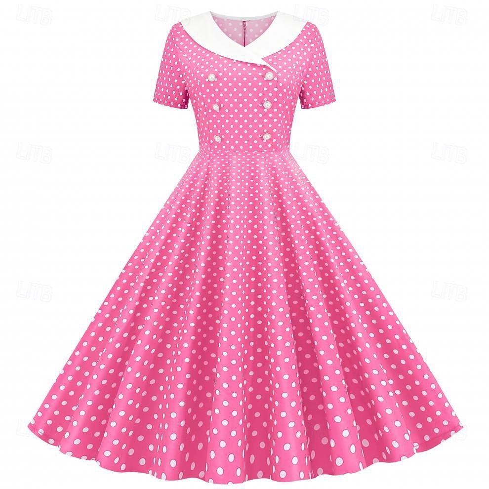 Retro Vintage 1950s Rockabilly Knee Length Dress Swing Dress Flare Dress Normal Polka Dot A-Line V Neck Fancy Dress Women's Carnival New Year Masquerade Daily Wear Tea Party Retro Theme Party Adults' 2026 - $34.99 –P19