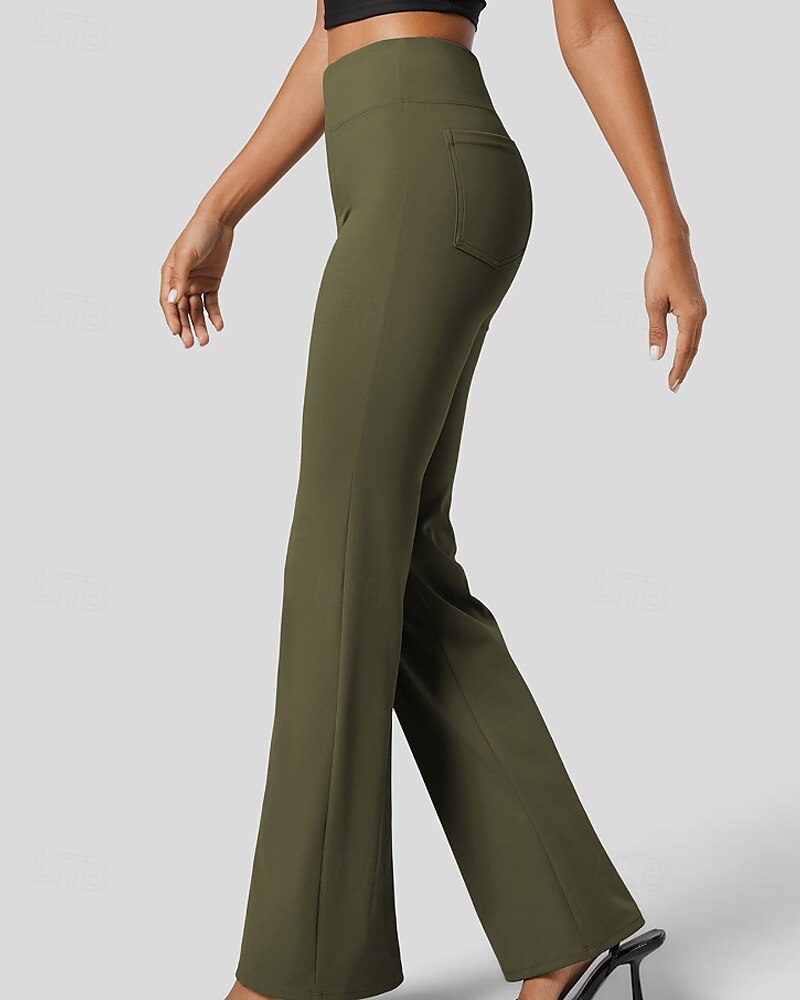 Per donna Gamba larga Pantaloni a zampa Pantaloni Eleganti Streetwear Casual Lunghezza intera Naturale Semplice Tasca Elastico in vita Comodo All'aperto Vacanza Ferie Grigio scuro Nero Verde militare del 2025 a $24.99 –P11