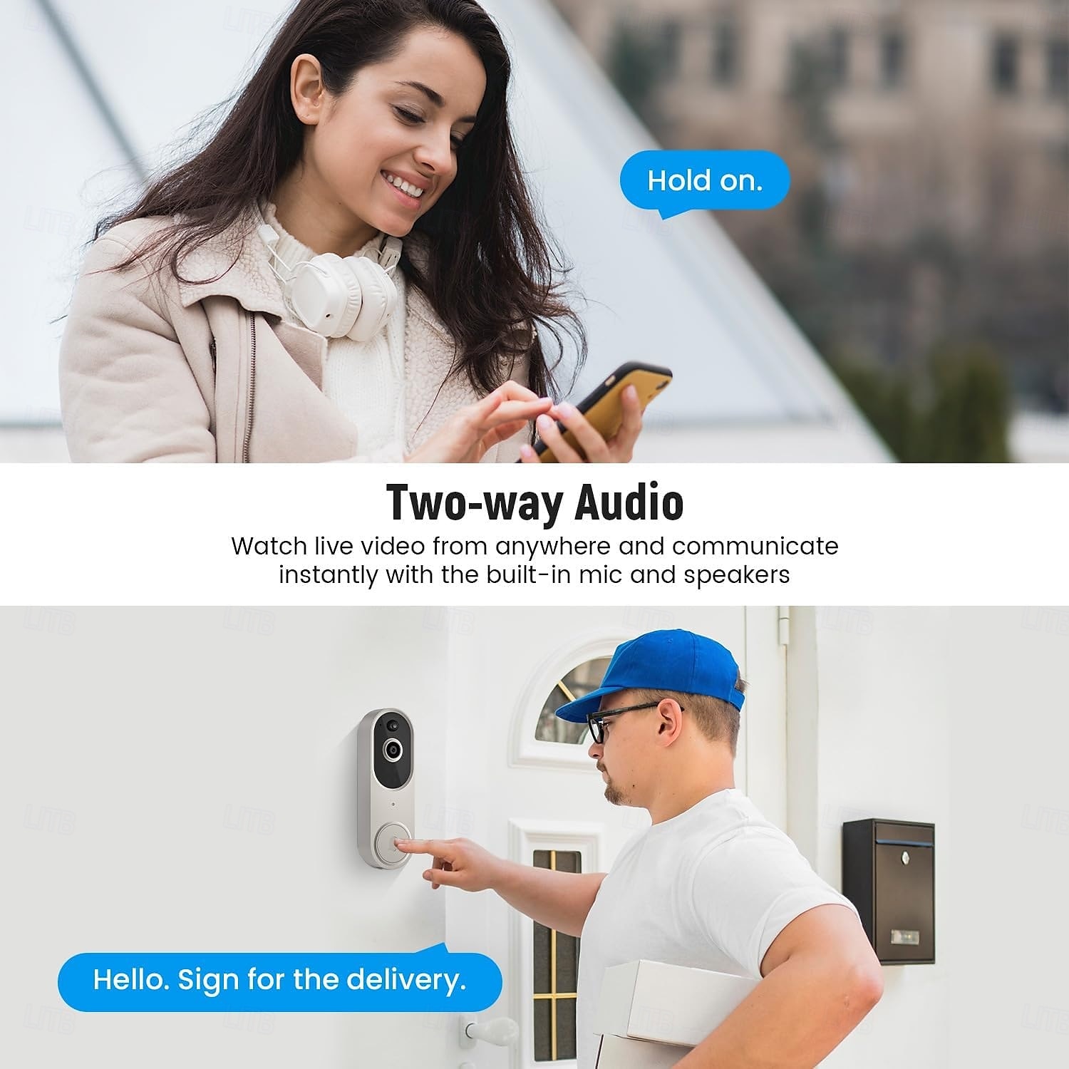 Sonerie video inteligentă cu sonerie wireless, cameră cu vedere nocturnă, audio bidirecțional (T50 bej (include sonerie Dingdong, cablu USB)) 2025 - $79.99 –P9