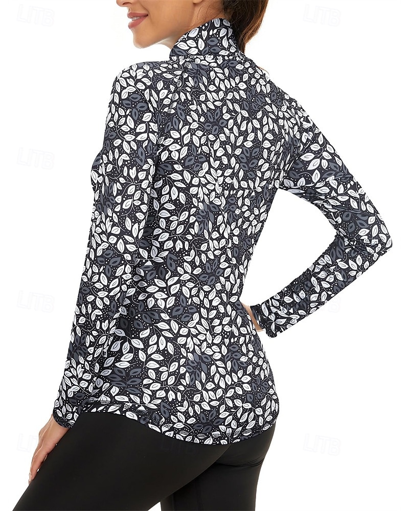 Γυναικεία Άνθινο Φανέλα POLO Πουκάμισο τένις Μακρυμάνικο Στάμπα Τρίμηνο φερμουάρ Pullover Προστασία UV Ελαστικό Αναπνέει Τέννις Γκολφ Pickleball Γιακά με φερμουάρ Πουκάμισο Polo Ροζ Μπλε Γκρίζο 2025 - $28.99 –P2