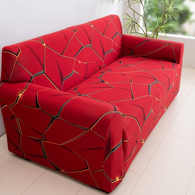 Elastic Sofa Cover With Geometry Print Stretchable Living Room Sofa Combination Horizontal Sofa Cover for 1/2/3/4 Seats Suitable for All Seasons 2025 - $22.99 –P9