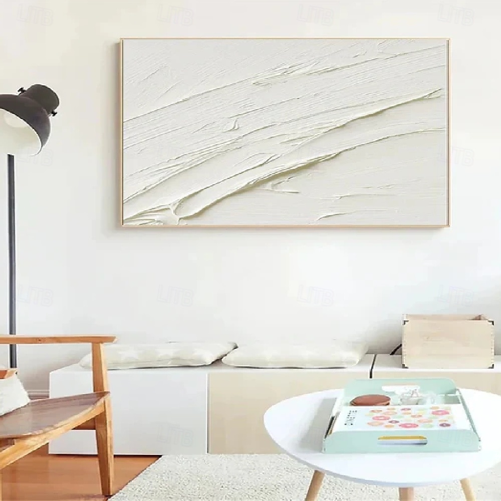 White abstract oil painting hand painted  white 3D wall art oil painting large abstract painting handmade  modern minimalist painting textured abstract oil painting wall art pattle knife morden art 2025 - $108.99 –P4