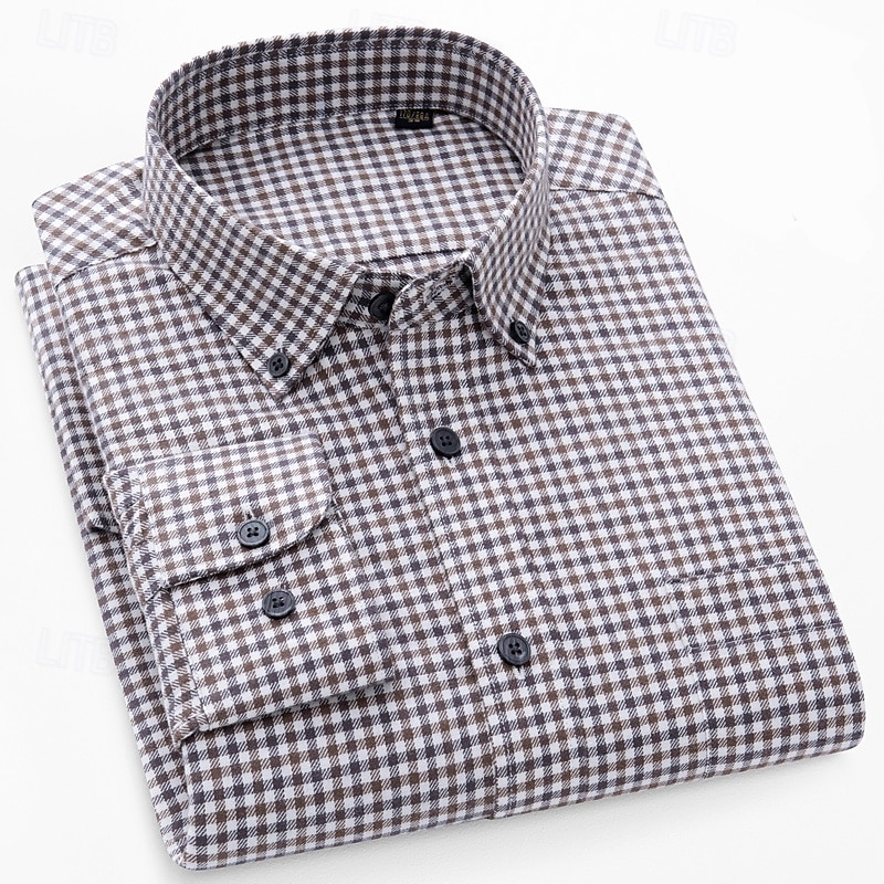 Per uomo Camicia Camicia elegante Camicia button-down Camicia a quadri A Quadri / A Righe / Chevron / Rotondo Abbigliamento quotidiano Abbigliamento Aziendale Giallo Blu marino scuro Marrone Verde del 2025 a $34.99 –P3